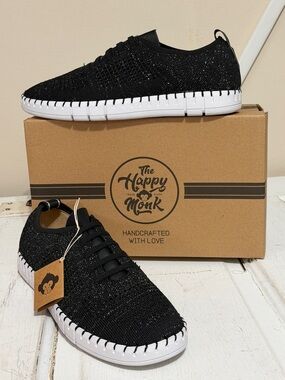 Women's Black Knit Sparkle Sneakers